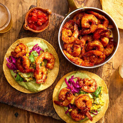 Fiesta Tostadas With Spicy Prawns
