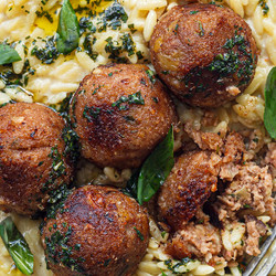 Apricot + Rosemary ‘meatballs’ With Creamy Orzo