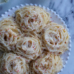 Cacio E Pepe Pasta Nests With Pink Peppercorn
