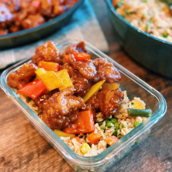 Scallion Ginger Chicken And Rice, Black Pepper Beef Noodle Stir-fry, Sweet And Sour Chicken And Egg Fried Rice, Spicy Thai Basil Fried Rice