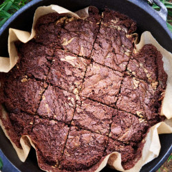 Dutch Oven Peanut Butter Brownies