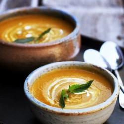 Creamy Carrot-orange Velouté Topped With La Fermière Pressed Lemon Yogurt