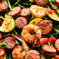 Cajun Shrimp And Sausage Vegetable Skillet
