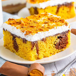 Butterfinger Poke Cake