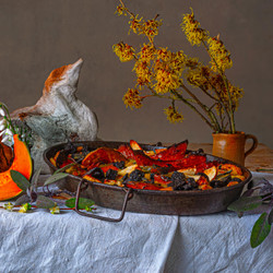 Squash, apple and mushroom toad inthe hole