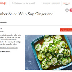 Cucumber Salad With Soy, Ginger And Garlic
