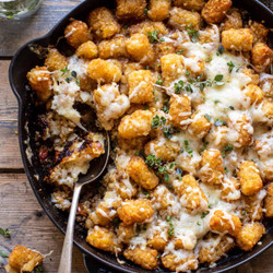 One Skillet French Onion Tater Tot Casserole
