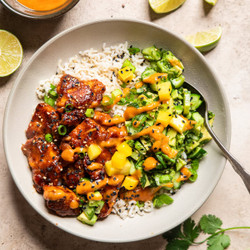 Spicy Maple Glazed Tofu Rice Bowl