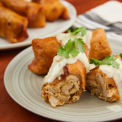 Chicken Chimichangas With Sour Cream Sauce