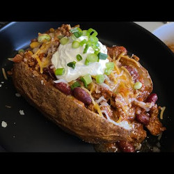 Chili Bean Loaded Baked Potato