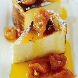 Baked Ricotta Cheesecake With Saffron Apricots