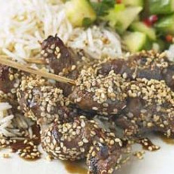 Sesame Beef Skewers With Cucumber Salad