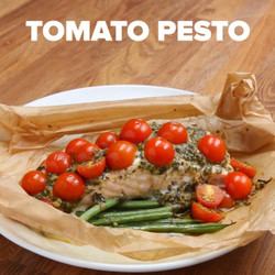 Parchment Tomato Pesto Salmon Recipe By Tasty