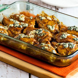 Baked Buffalo Chicken (with Melted Blue Cheese)