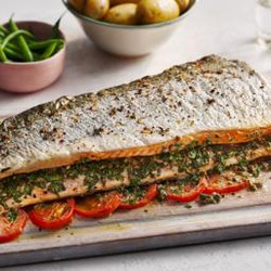 Roast Side Of Salmon With Salsa Verde