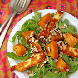 Masala-Roasted Pumpkin (Squash) &amp; Halloumi Salad