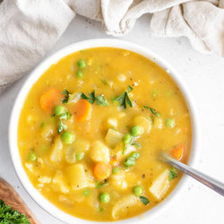 Cauliflower Potato Soup With Peas