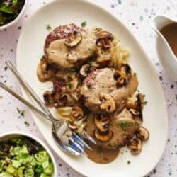 Oven Hamburger Steaks With Mushroom Gravy