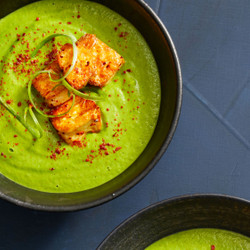 Green Soup With Crispy Tofu