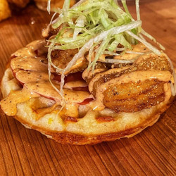 Po' Boy Shrimp N Grits Waffles
