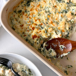 High-protein Spinach Artichoke Chicken Casserole