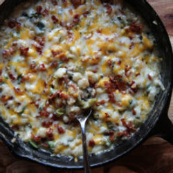 Bacon &amp; Hatch Green Chile Hominy Casserole