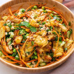Crispy Potato Salad With Spicy Peanut Sauce