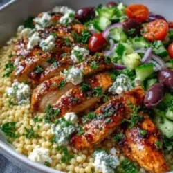 Mediterranean Pearl Couscous Chicken Bowls
