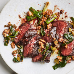 Hanger Steak With Charred Scallion Sauce