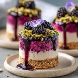 Pistachio &amp; Blackberry Cheesecake Towers