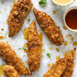 Hot Honey Pretzel Chicken Fingers