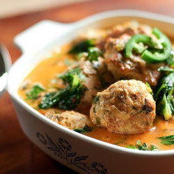 Thai Turkey Meatballs With Wilted Tatsoi