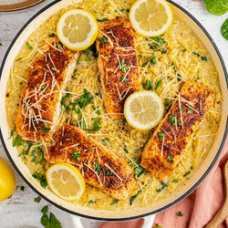 Creamy Lemon Salmon Orzo