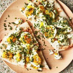 Jammy Eggs And Feta Flatbreads With Herbs
