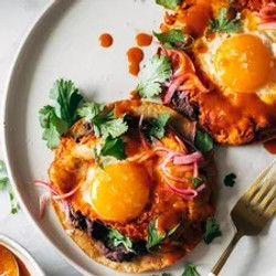 Red Chile Tostadas With Eggs