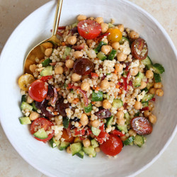 Pearl Couscous Salad With Feta &amp; Chickpeas