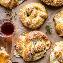 Artichoke Spinach Stuffed Soft Pretzels
