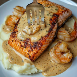 Cajun Salmon And Shrimp With Creamy Mashed Potatoes
