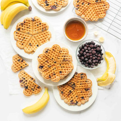 Healthy Waffle Recipe - Banana Oat &amp; Blueberry