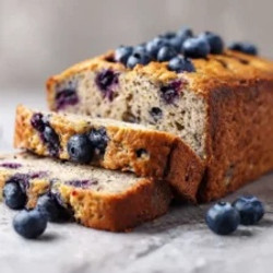 Protein Cottage Cheese Banana Bread With Blueberries
