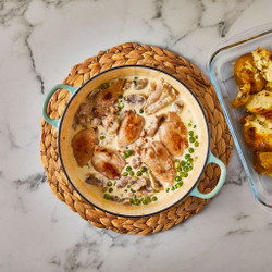 One Pot Creamy Chicken Thigh &amp; Vegetable Fricassée