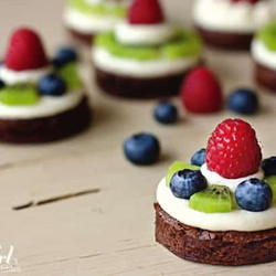 Fudgy Mini Brownie Fruit Pies With Almond Cream Cheese