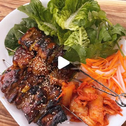 Spicy Korean Pork Belly Skewers