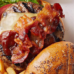 Bacon Cheeseburgers With Kentucky Bourbon Sauce