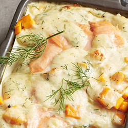 Kürbis-lachs-lasagne