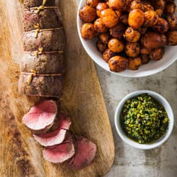 Beef Tenderloin With Smoky Potatoes And Persillade Relish