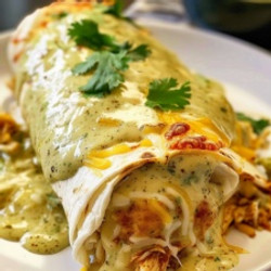 Baked Chicken Burritos With Cheesy Green Chili Sauce