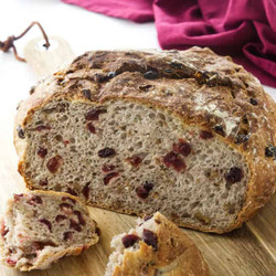 No-knead Cranberry Walnut Bread