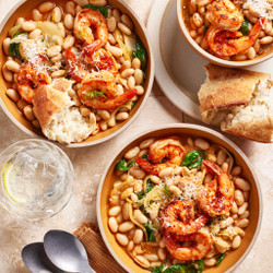 Lemony Shrimp + White Bean Skillet