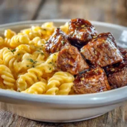 Cheesy Honey Garlic Steak Bites With Velveeta Twisted Pasta